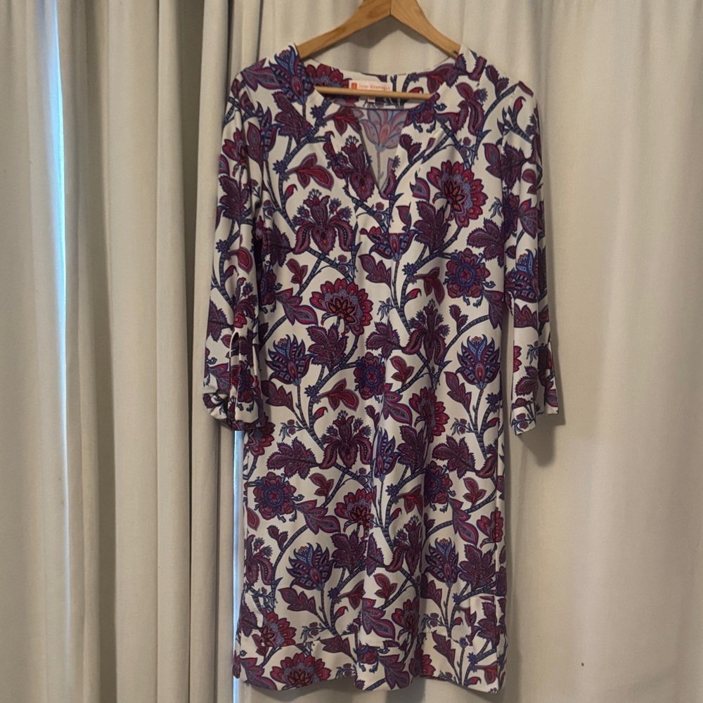 Jude Connally Long Sleeve Dress - Purple/and Red Floral with slit sleeves.   Sup